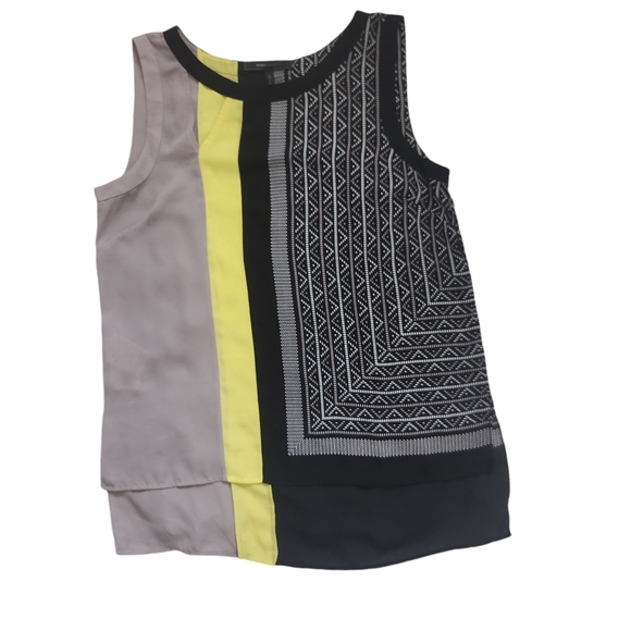 BCBGMaxazria Color Block Contemporary Sleeveless Asymmetrical Cut Out Tunic M - Picture 8 of 13